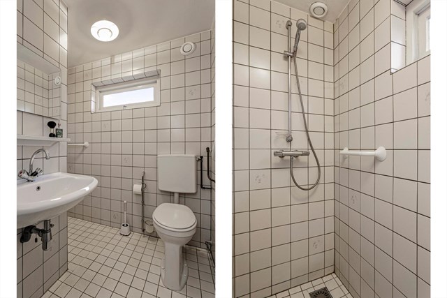 Op de overloop bevindt zich eveneens de geheel betegelde badkamer, met inloopdouche, wastafel en 2e toilet.