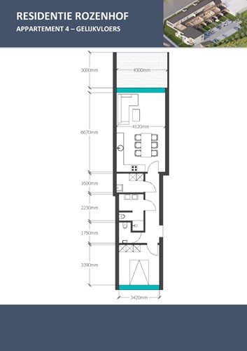 Gelijkvloers nieuwbouwappartement met 1 slaapkamer, terras en parking 