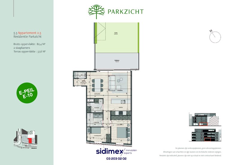 2 slpk appartement van ca. 82,4 m&#178; met terras en tuin 