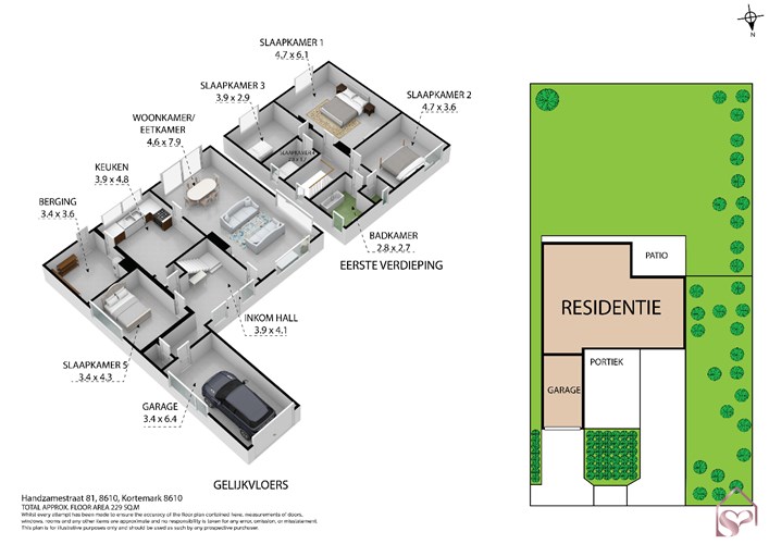 Vrijstaande 4/5 slpk-er woonst met garage en tuin 