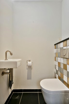 De aparte toiletruimte met vrijhangend toilet en fonteintje is in 2010 helemaal vernieuwd.